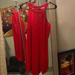 Red dress with scallop trim